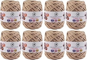 NESTNHAVEN Creative Cotton T-Shirt Yarn Carpet, Knitting Yarn for Hand Knitting DIY Bags, Baskets, Blanket, Cushion Crocheting Projects 200 GMS (Beige) | (800 Gm)