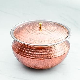 - Pure Copper Handi/Patila Set with Lid in Round Base - Biryani Pot Heavy Bottom - Strong & Durable - Good for Health & 100% Toxins Free - 11L, 2.9kg