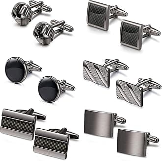 Cufflinks for Men Classic Black Cufflink Set Unique Round Square Rectangle Cuff Links for Business Shirt Formal Wedding Tuxedo Groom Suit Accessories Men Present