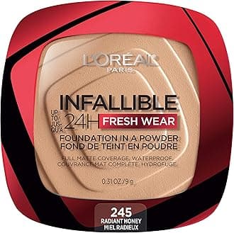 L’Oréal Paris L'Oreal Makeup Infallible Fresh Wear Foundation in a Powder, Up to 24H Wear, Waterproof, Radiant Honey, 0.31 oz.