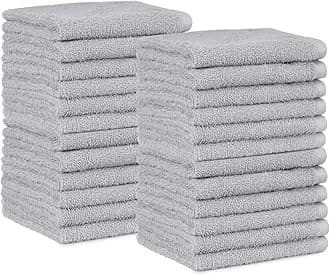Amazon Basics Face Towels for bathroom, 100% Cotton Extra Absorbent washcloth, Fast Drying - salon towel - 24-Pack, Grey (30 x 30 cm)