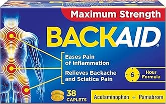 BackaidMax Relief Caplets, Aspirin-Free Pain Relief from Backache, Sciatica and Leg Pain, Long-Lasting 6 Hour Formula, Analgesic/Diuretic, 38 Count