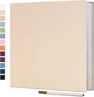 Vienrose Photo Album Self Adhesive 4x6 5x7 3x5 8x10 10x12 Scrapbook Album DIY Scrap Book with A Metallic Pen (13"x12.6" 60 Pages, Beige)