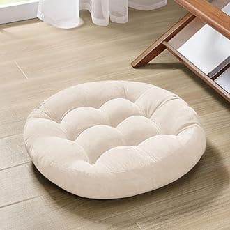 Degrees of Comfort Meditation Floor Pillow, Round Large Pillows Seating for Adults, Tufted Corduroy Floor Cushion for Living Room Tatami, Beige 22 Inch (DC31-0533)