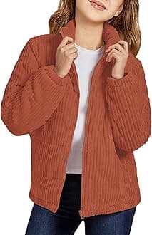 Floral Find Girls Long Sleeve Winter Jacket Coats Zip Up Stand Collar Corduroy Quilted Outerwear Jackets with Pocket