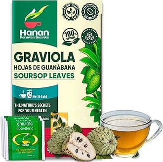 Hanan Soursop Leaf Tea Bags – 100% Natural Hojas de Guanabana Leaves - Graviola Tea, Hand-Selected Soursop Leaves for Digestive Support & Calming Flavor 25 Bags from Peru