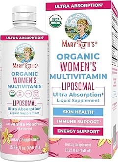 MaryRuth Organics USDA Organic Multivitamin for Women, Sugar Free Womens Multivitamin, Liquid Vitamins for Women, Immune Support Supplement, Ashwagandha, Methylfolate, Vegan, Non-GMO, 15.22 Fl Oz