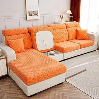 Jacquard Sofa Cushion Cover Couch Seat Covers Sofa Seat Cushion Slipcovers Sofa Cover, Plush Winter Warm High Stretch Fabric Washable Summer Furniture Protector (Orange,1 Seat)
