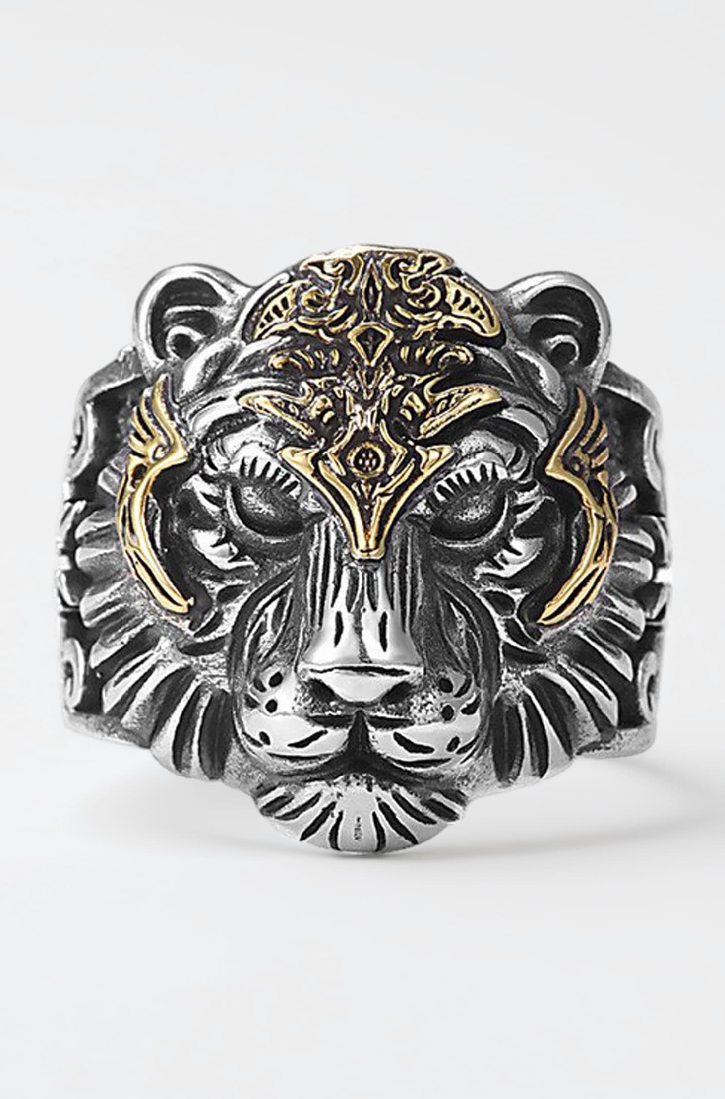 Charming Finger Ring For Men Silver King Lion Silver Plated Adjustable Stylish Silver Ring For Men Boys Girls Stainless Steel Dude Evil Eye Chain Rings for Men Boys Jewellery Love Gifts