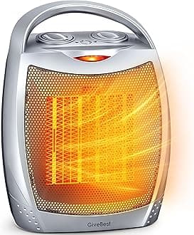 Portable Electric Space Heater with Thermostat, 1500W/750W Safe and Quiet Ceramic Heater Fan, Heat Up 200 Square Feet for Office Room Desk Indoor Use