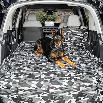 4Knines Split Cargo Liner for SUV – for Dogs & Pets, Heavy-Duty, Waterproof Trunk Mat & Cargo Cover – Fits 60/40 Split Bench & Armrest Pass-Through – Machine Washable, Non-Slip (Extra Large, Camo)