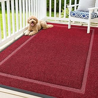 OLANLY Front Door Mat Indoor Outdoor Entrance, Waterproof All-Season, All-Weather Doormat, Sturdy Natural Rubber, Fade Resistant, Low Profile, Easy Clean Patio Porch Entryway Mat, 71x47, Wine Red