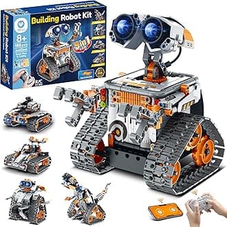 Robot Building Kit with Remote Control STEM Gifts for Kids Boys Age 8-12, Coding Technic Robotics Toy for Birthday - Buildable 5in1 Models with 488 Pieces - Orange