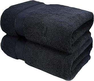 GLAMBURG 700 GSM Premium Cotton 2-Pack Oversized Extra Large Bath Sheet Set - 100% Combed Cotton - 2 Bath Sheets 35x70 - Luxury Hotel & Spa Quality - Durable Ultra Soft Highly Absorbent - Black