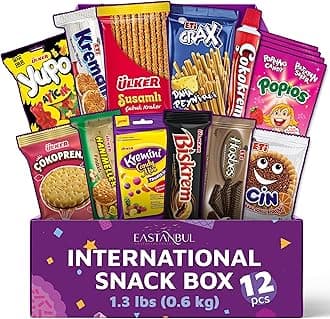 Eastanbul International Snack Box, Premium 15 Full-Size Foreign Snack Box, From Around The World International, Sweet, Savory, Chewy, Crunchy