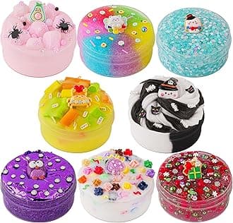 Slime Variety Pack Different Textures, 8 Pack Slime Kit for Kids, Includes Butter Slime, Snow Fizz Crunchy Slime & Pink Jelly Cube Slime, Slime Party Favors for Girls & Boys Hallowmas