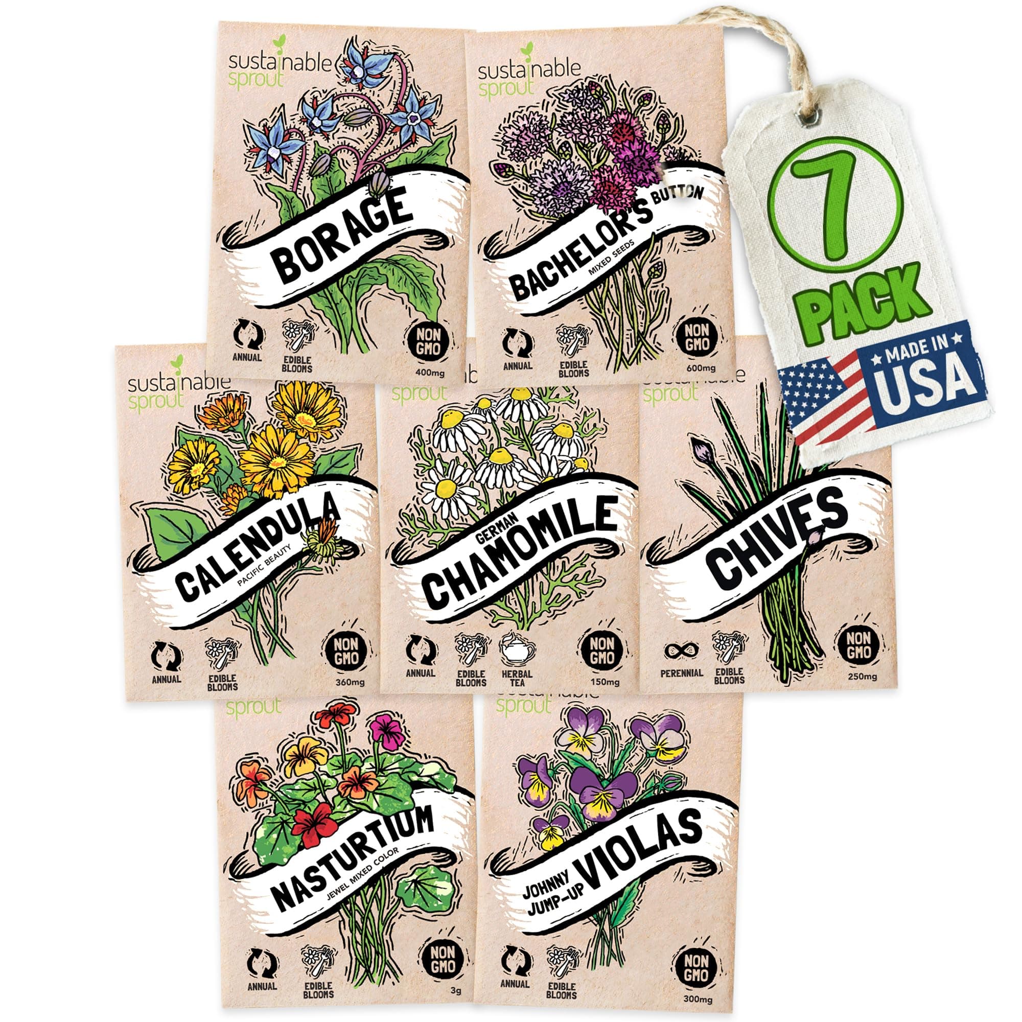 Edible Flower Seeds 7-pack