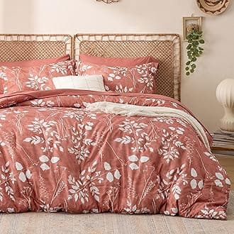 Bedsure Dusty Pink King Comforter Set - 7 Pieces Floral Bedding Sets, King Bed in a Bag with Reversible Botanical Flowers Comforter, Sheets, Pillowcases & Shams