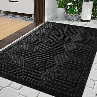 Yimobra Extra Large Door Mat 36x24, All-Season Waterproof Outdoor Mats for Front Door Entrance with Drainage Holes, Heavy Duty Non-Slip Doormat for Garage Patio Entryway Indoor, Black