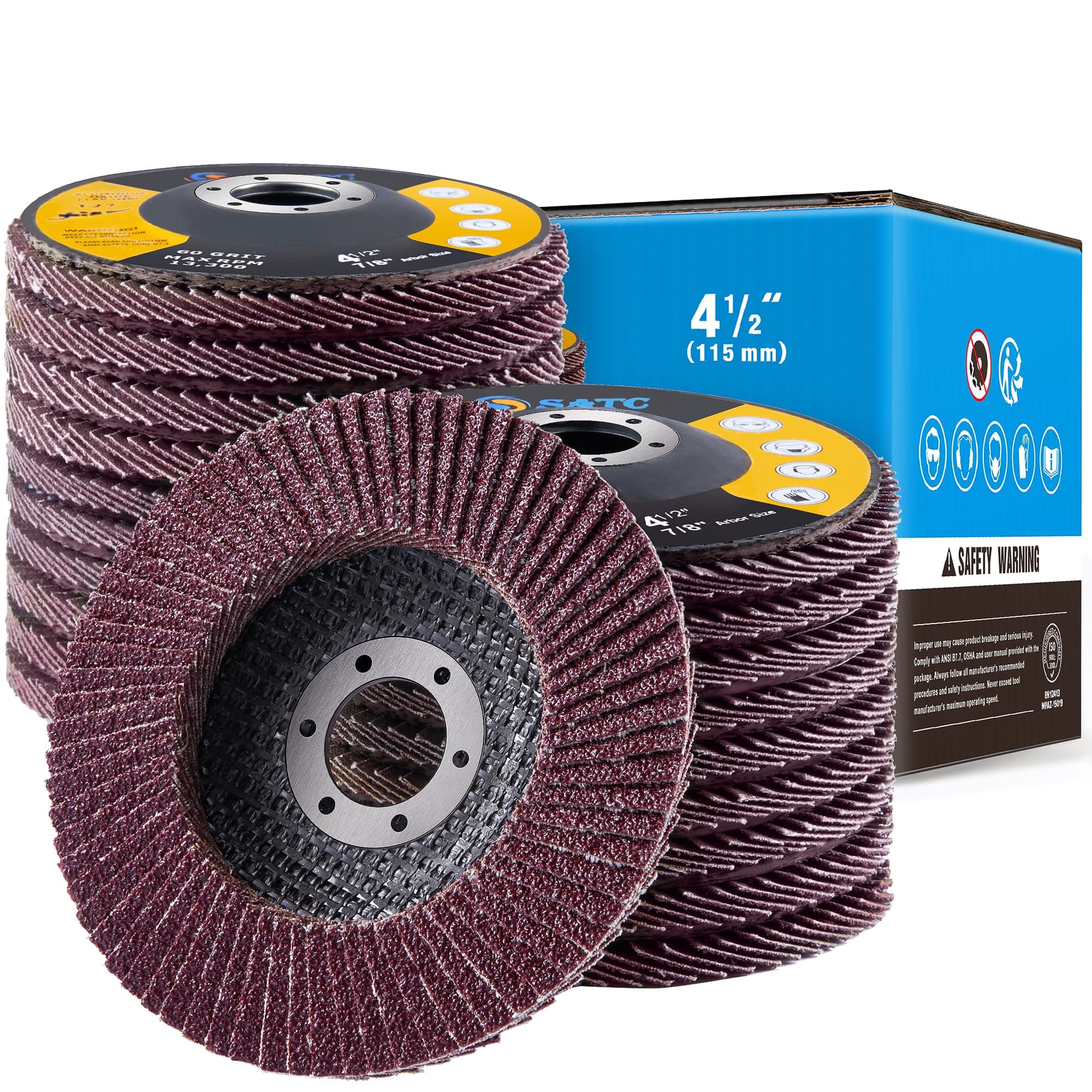 SATC Flap Discs 115mm 20 Pack Grinding Discs 40/60/80/120 Grit for Angle Grinder to Sanding Grinding Metal Wood