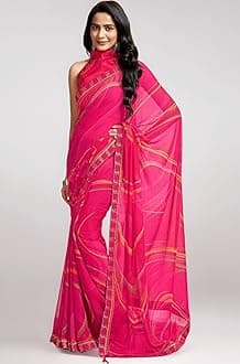 Women's Chiffon Printed Saree With Unstitched Blouse Piece