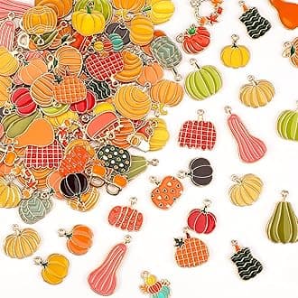 MARFOREVER 120 PCS Pumpkin Charms for Jewelry Making, Fall Charm Assorted Thanksgiving Autumn Enamel Pumpkin Alloy Charms Pendants for DIY Jewelry Crafts Thanksgiving Day Gift