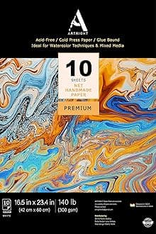 ArtRight White Net Handmade Papers (280 GSM) Ultra Premium fine Textured Dotted Handmade Watercolor Papers for Watercolour, Acrylic, Ink and Mixed Media (A2-10)