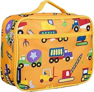 Wildkin Kids Insulated Lunch Box Bag for Boys & Girls, Reusable Kids Lunch Box is Perfect for Early Elementary Daycare School Travel, Ideal for Hot or Cold Snacks & Bento Boxes (Under Construction)