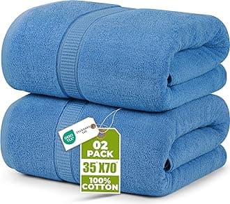 Utopia Towels - 2 Piece Luxury Jumbo 600 GSM 100% Cotton Bath Sheets, Highly Absorbent, Quick Dry, Extra Large 35 x 70 Inches, Electric Blue