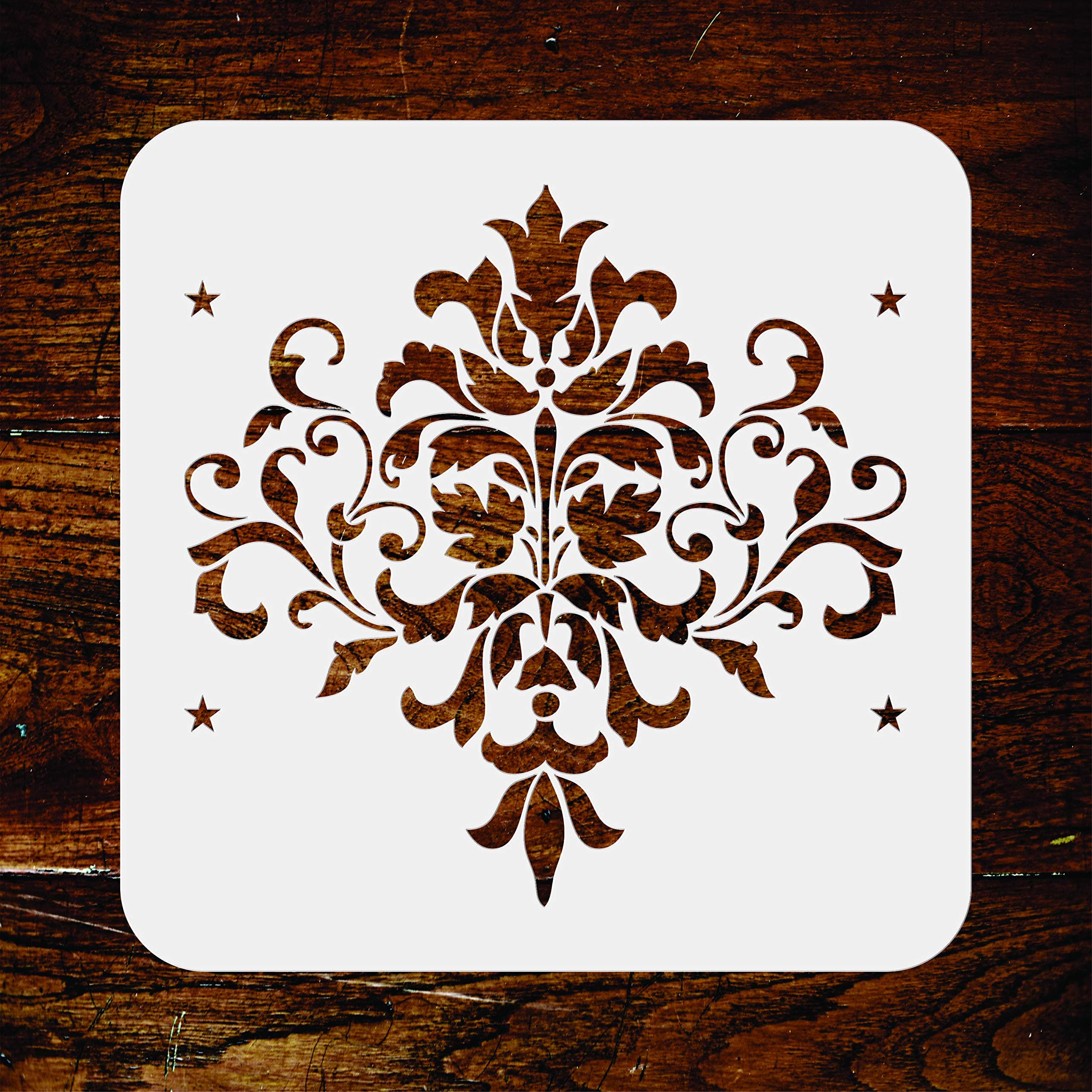 Damask Stencil - 16.5 x 16.5 cm -Reusable Large Floral Allover Pattern Wall Stencil Template