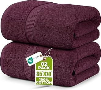 Utopia Towels - Luxurious Jumbo Bath Sheet 2 Piece - 600 GSM 100% Ring Spun Cotton Highly Absorbent and Quick Dry Extra Large Bath Towel - Soft Hotel Quality Towel (35 x 70 Inches, Burgundy)