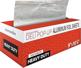 9” Ultra Heavy Duty Pop Up Deli Aluminum Foil Sheets, 500 Count Pre-Cut Foil Sheets, Heavy Duty Foil for Restaurant, Disposable Foil for Food, Tin Foil Sheets for Burrito, Hot Dog or Sandwich