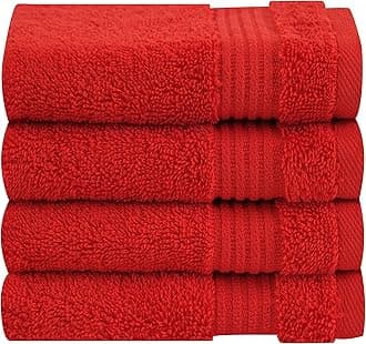 Cotton Paradise 100% Cotton Turkish Washcloth Set for Bathroom, 4 Piece Soft Absorbent Small Towels Wash Rags, Red