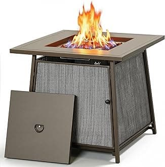 BALI OUTDOORS 50,000 BTU Propane Fire Pit Outdoor, 28 inch Propane Fire Pit Table Square, Gas Firepits for Outside Patio, Garden, Backyard