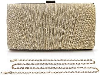 Clutch Bags for Women Glitter Evening Bag Sparkly Handbags Bridal Shoulder Bags Ladies Sequin Chain Crossbody Bag for Wedding, Party, Date, Prom (Gold)