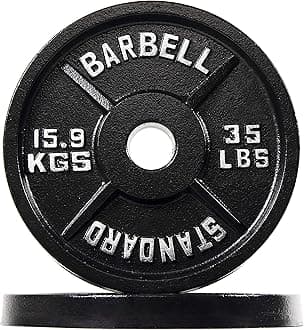 Fitvids Olympic 2-Inch Cast Iron Plate Weight Plate for Strength Training and Weightlifting, Vintage Style, 35LB Pair