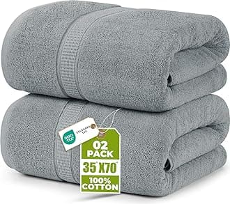 Utopia Towels - Premium Jumbo Bath Sheet (90 x 180 cm, 2 Pack) - 100% Ring Spun Cotton Highly Absorbent and Quick Dry Extra Large Bath Sheet - Super Soft Hotel Quality Towel (Cool Grey)