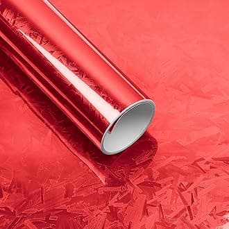 Lypumso Forged Carbon Fiber Vinyl Wrap, Gloss Holographic Chrome Mirror Car Wrap Vinyl DIY Auto Sticker Decal Film Sheet with Bubble Free Air Release (Red, 1ft x 10ft)