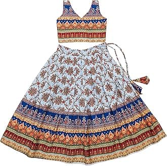 E-Sqare Kids Girls Multicolour Bandhani Print Lehenga Choli Set | Ethnic Wear Dress | Readymade Clothing Set | 2 to 8 Years