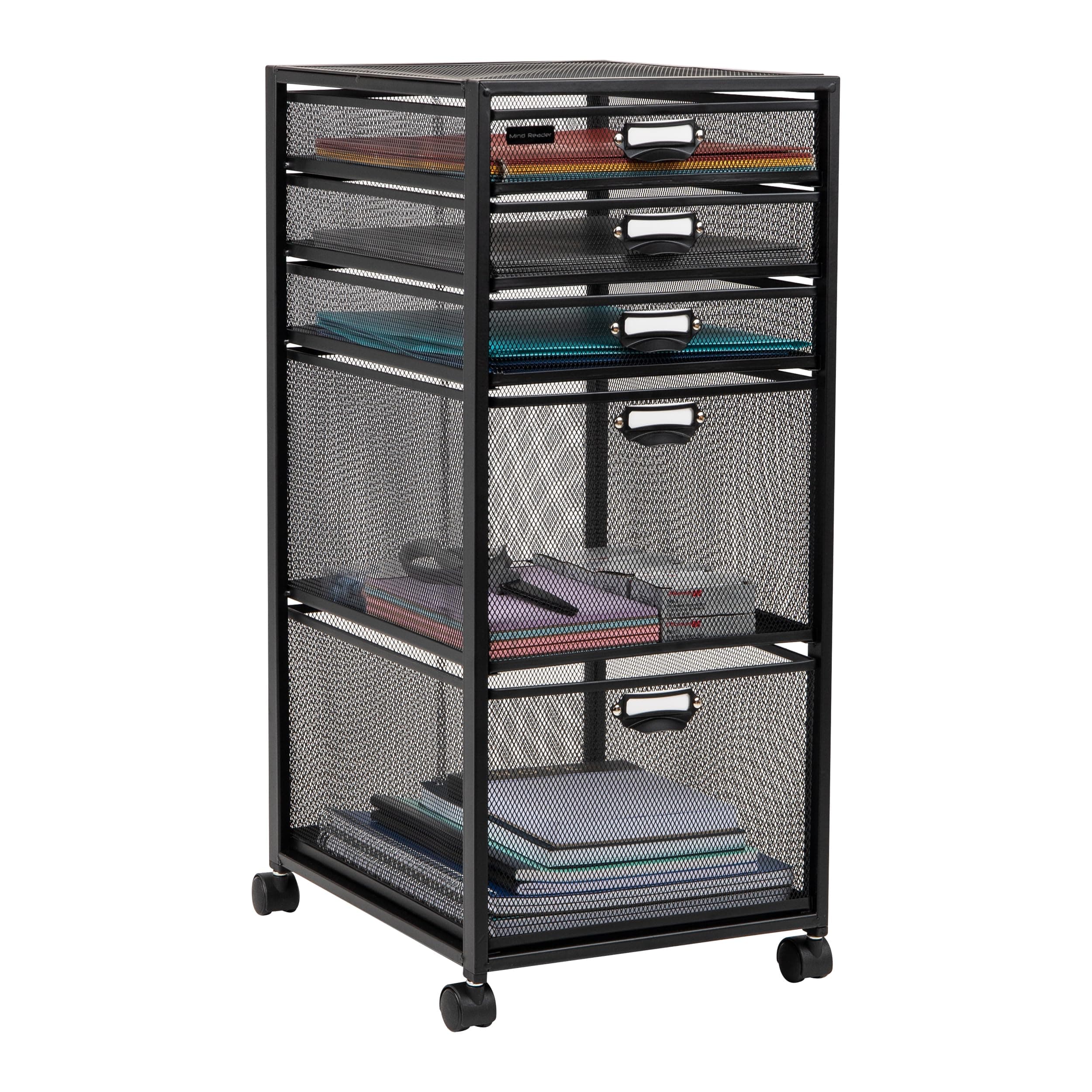 Mind Reader Multipurpose Rolling Storage Cart with Drawers, Office Organizer,...
