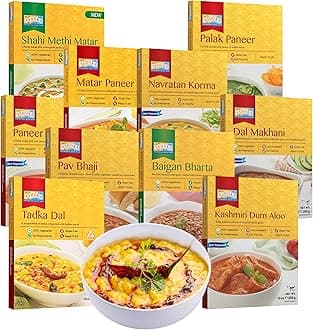Microwaveable Entrees 1932, Vegetarian Sampler Kit, Heat & Serve Meal Pack, Kosher Certified Variety Pack, Authentic Indian Cuisine, Instant Meals, Gluten-Free with No Preservatives, Pack of 10
