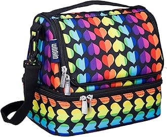 Wildkin Two Compartment Insulated Lunch Bag for Kids – School & Travel Ready - Rainbow Hearts