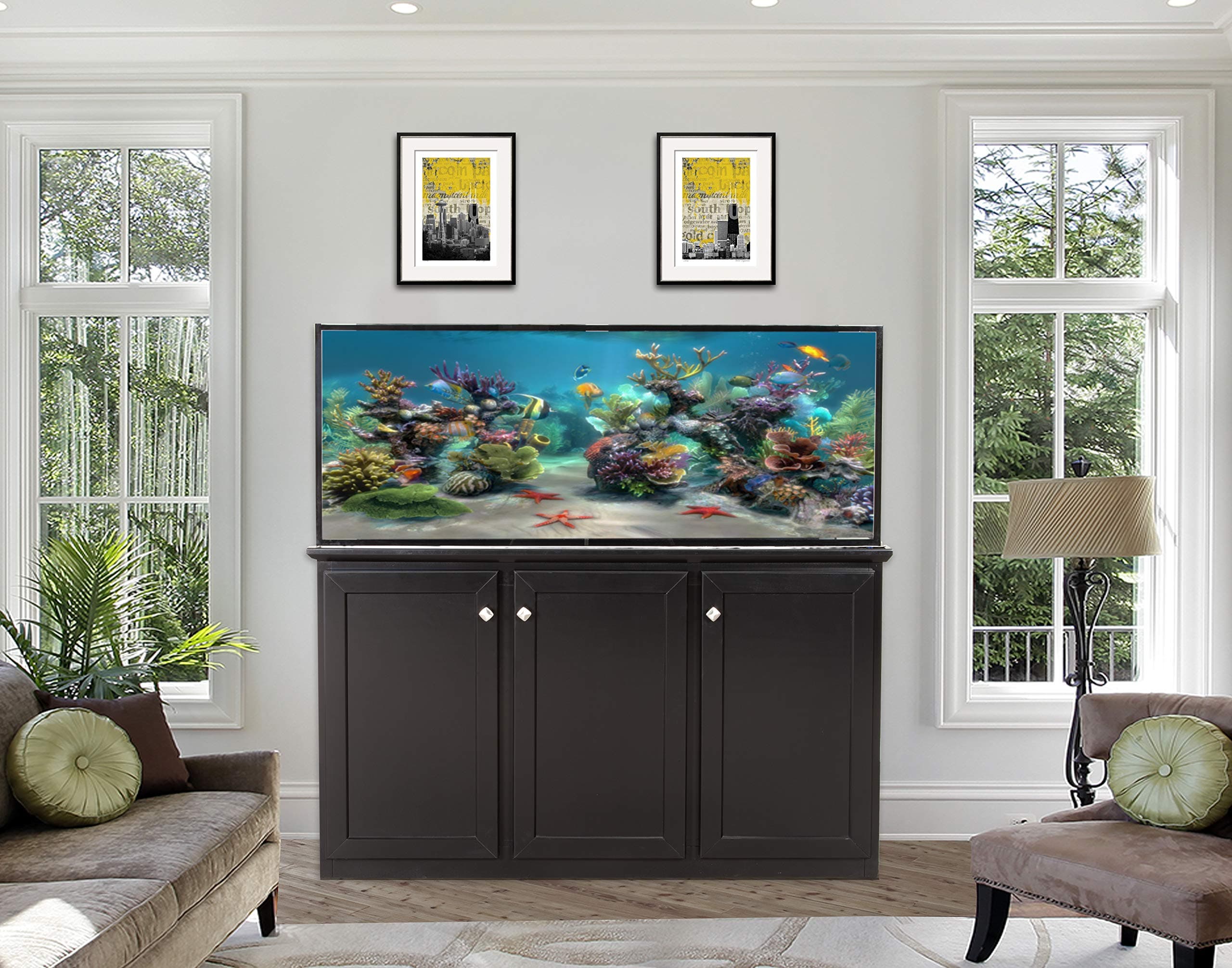 SCA 150 Gallon Aquarium Plug N Play System with Maple Wood Cabinet (Black)