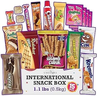 – Eastanbul International Snack Box, Premium 15 Full-Size Foreign Snack Box, Exotic Turkish Snacks From Around The World International Snacks, Sweet, Savory, Chewy, Crunchy Snack Box (Mini)