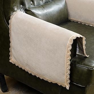 MINJIATEX Couch arm Covers,Non-Slip lace Sofa arm Covers Set of 2 Washable Sofa armrests Cover for Living Room Recliner Chair arm Cover Protectors for Leather armrest (YC-Khaki)