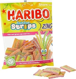 Haribo Rainbow Strips Sour Sweets bags, pack of 12
