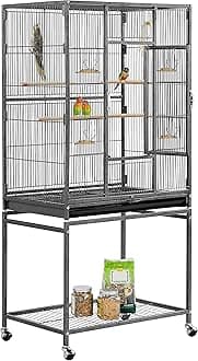 Yaheetech 54-inch Wrought Iron Standing Large Parrot Parakeet Flight Bird Cage for Small Parrot Sun Parakeet Green Cheek Conure Lovebird Budgie Finch Canary Bird Cage with Stand