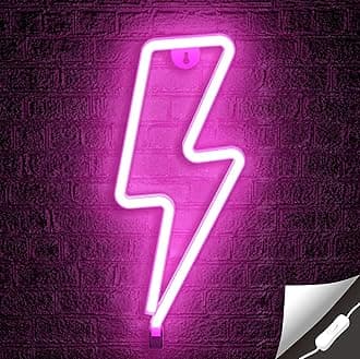 Lumoonosity Lightning Bolt Neon Signs, USB Powered Led Lightning Bolt Light with On/Off Switch, Lightning Neon Sign for Wall Decor, Hanging Led Signs, Neon Lights for Bedroom, Gaming Room Setup