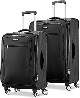 Samsonite Ascella X Softside Expandable Luggage with Spinners, Black, 2PC SET (Carry-on/Medium)
