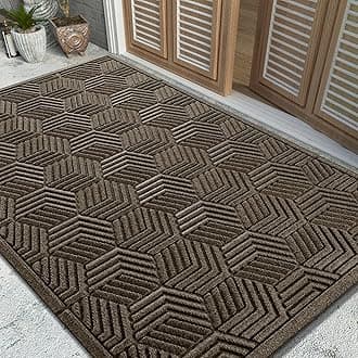 Large Door Mat 47x32, All-Season Waterproof Outdoor Mats for Front Door Entrance with Drainage Holes, Heavy Duty Non-Slip Doormat for Garage Patio Entryway Indoor, Brown